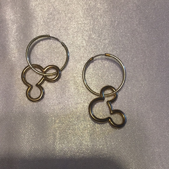 Mickey Mouse gold charmed hoop earrings - Picture 7 of 8